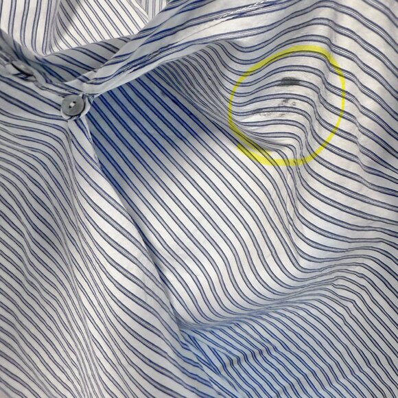 Cinq a Sept Mariezehl Long Sleeve Pinstriped Ruched Poplin Top Women's size M - Picture 9 of 9